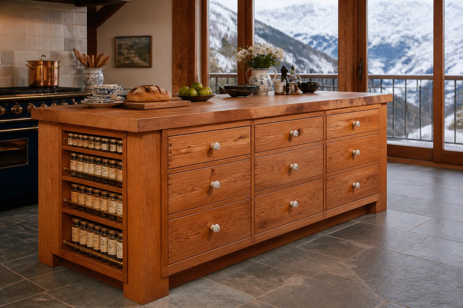 Artisan kitchen island handmade wood